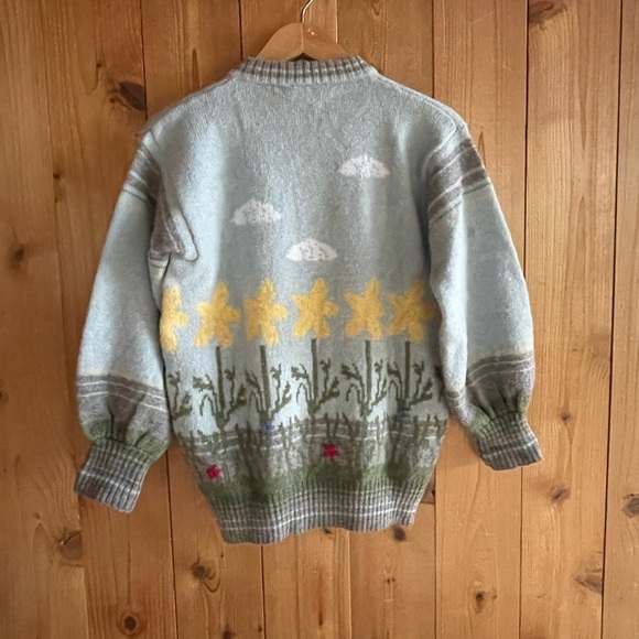 Vintage Novelty Daffodil Wool Cardigan made in Britain - Picture 6 of 11